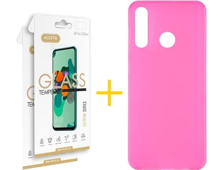 Kit Funda + Protector de Pantalla Huawei P40 Lite-E ACCETEL Cristal Templado 7547 Rosa
