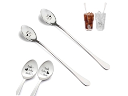 RNEMITERY Cucharas para Helado Grabadas, 2 Unidades, Pareja Él y Ella, Regalo Romántico, Ideal para Calendario de Adviento, Navidad