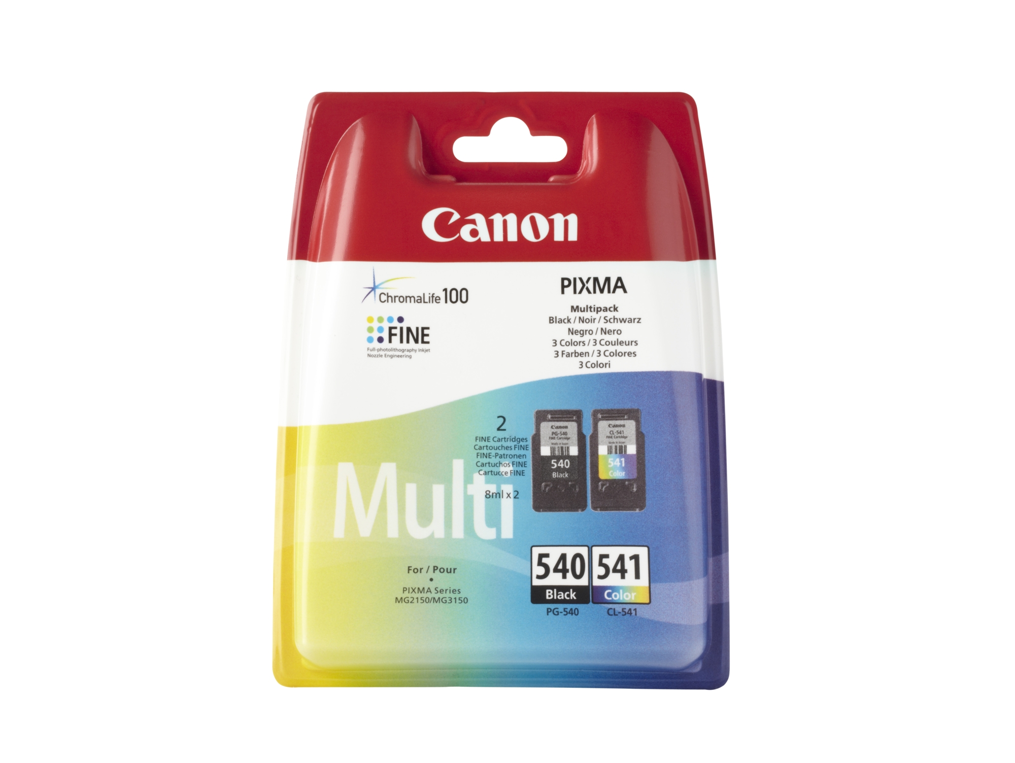 Pack 2 Cartuchos de tinta Original CANON PG540+CL541 Negro, Amarillo, Magenta, Cián