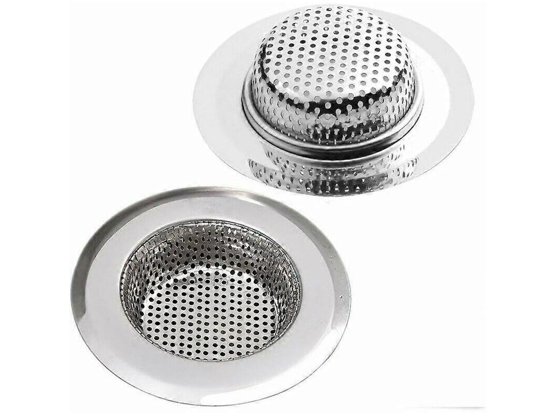 Juego de 2 filtros de desagüe de acero inoxidable, de 11,5 cm, para fregaderos, baños y lavabos, filtro antiobstrucción.