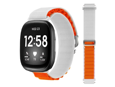 Correa Loop Alpine para Fitbit by Google Versa 3 Blanco y Naranja