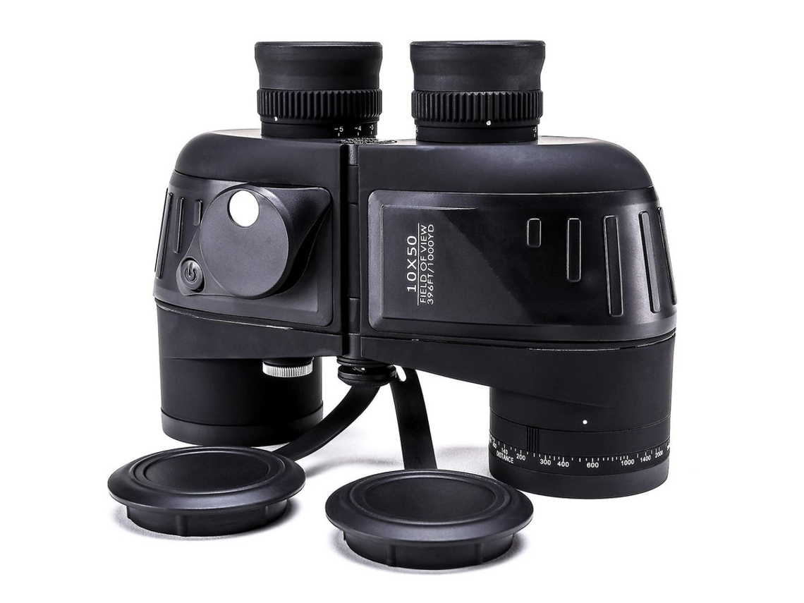 Binoculares marinos 10x50 Bak4 Prism IP68 Brújula Telémetro Observación de aves Navegación Embarcación Negro Bestvite