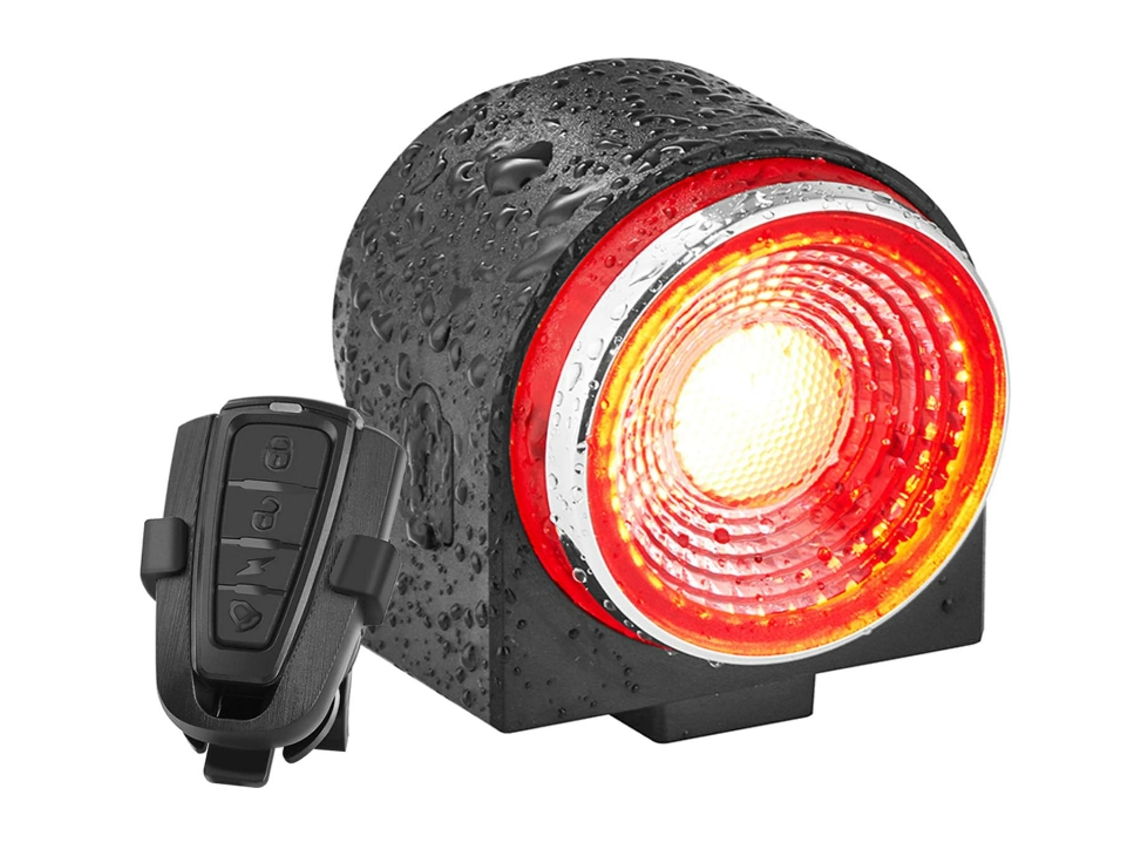 Luz trasera de bicicleta inteligente con alarma de freno IPX8, color negro Yizhood