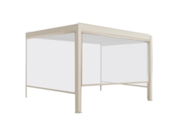 Pérgola Bioclimatique 4x3 M Adossée Motorisée En Aluminium Crème Avec Éclairage Led Et Avec Store