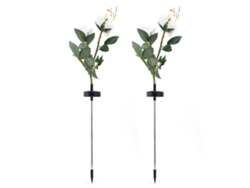 2026-2pcs Luces De Flores Led Solares Impermeables Rosas Artificiales Lámpara Jardín Exterior Paisaje Champagne