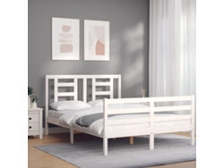 Marco de Cama con Cabecero Madera Blanco (120x200cm)