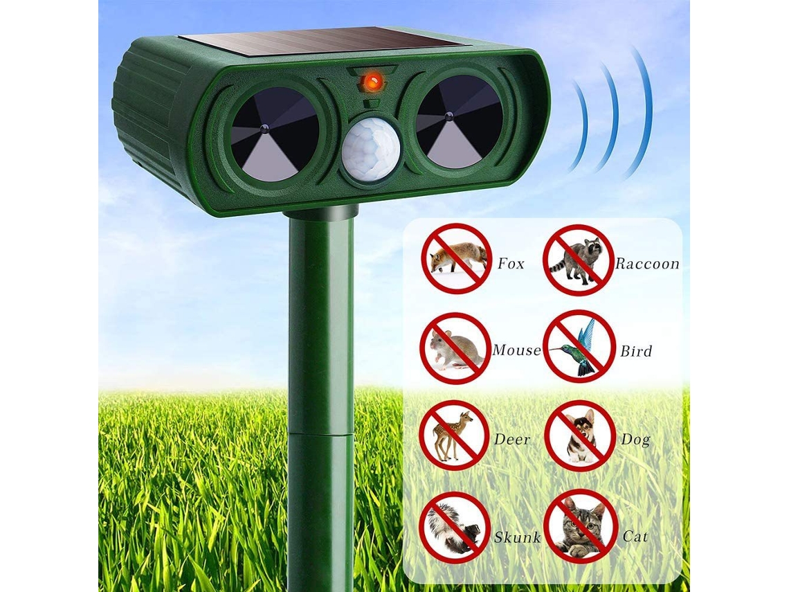 Repelente Solar Ultrasónico Para Fauna Silvestre Con Led, Material Duradero, Fácil De Usar, Color Verde Césped.