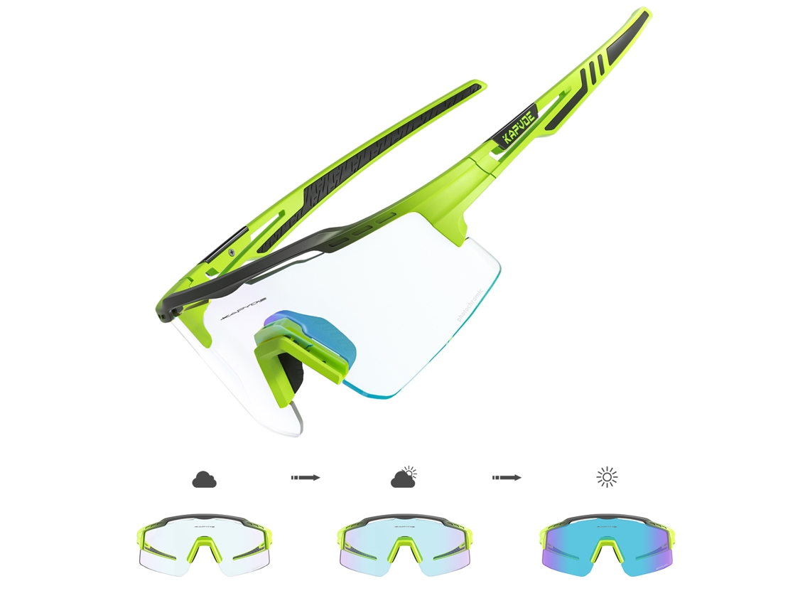 Gafas de ciclismo fotocromáticas con lentes fotocromáticas y protección UV400 MDUG (modelo 4 verde)