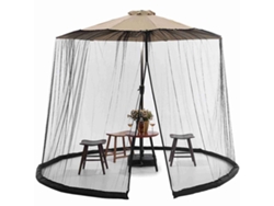 Mosquitera Para Sombrilla De Patio De 2,1 A 3,3 Metros, Ajustable Con Cremallera Y Base Estable Para 7 A 9 Personas.