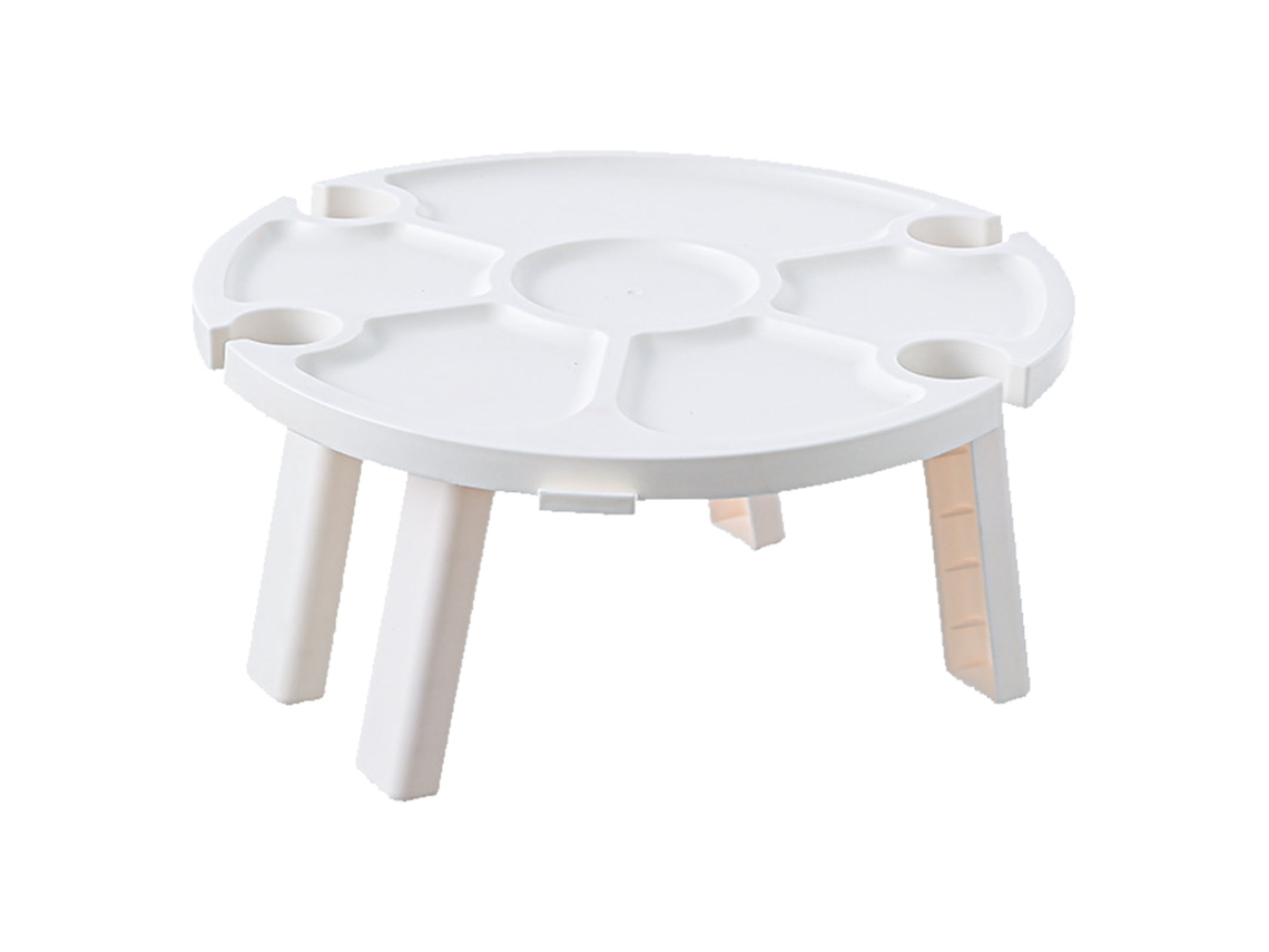 Mesa de vino plegable, estructura robusta, fácil de limpiar, bandeja para aperitivos, portátil para picnic, parque y playa.