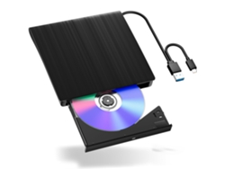 Unidad óptica externa USB, reproductor de DVD universal, unidad óptica externa con escobillas, grabadora de CD portátil Yunzii (negra)