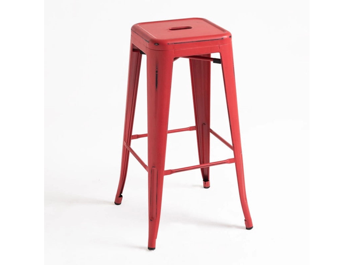 DUDECOR Taburete Leeds Vintage Rojo Vintage