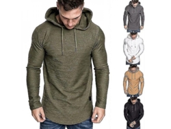 2026-camiseta Manga Larga Con Capucha Para Hombre, Color Sólido, Casual Y Deportiva Verano 2022 Njv Xxl Negro
