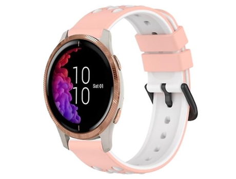 Correa para reloj Garmin Venu de silicona porosa de dos colores, color rosa y blanco, 20mm VENISYMLIS
