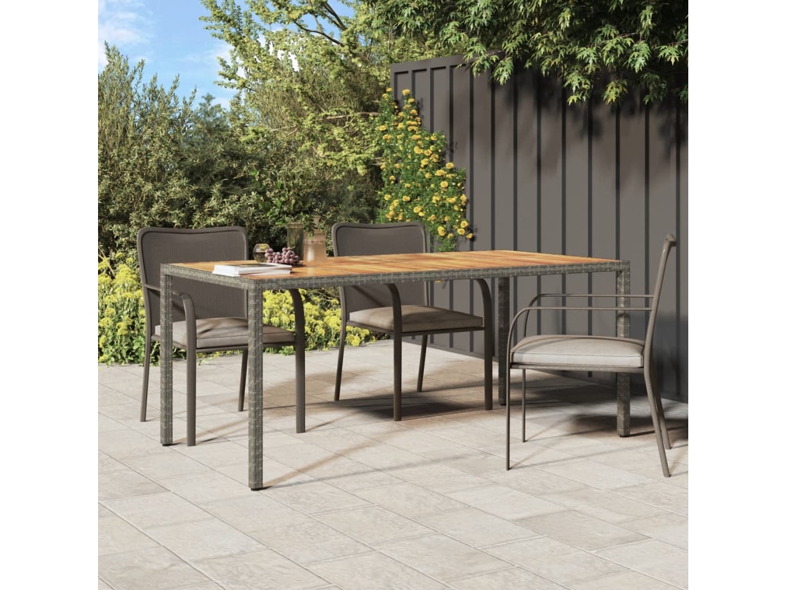 Mesa de jardín de mimbre y acacia maciza gris (190 x 90 x 75 cm) DKD HOME DECOR