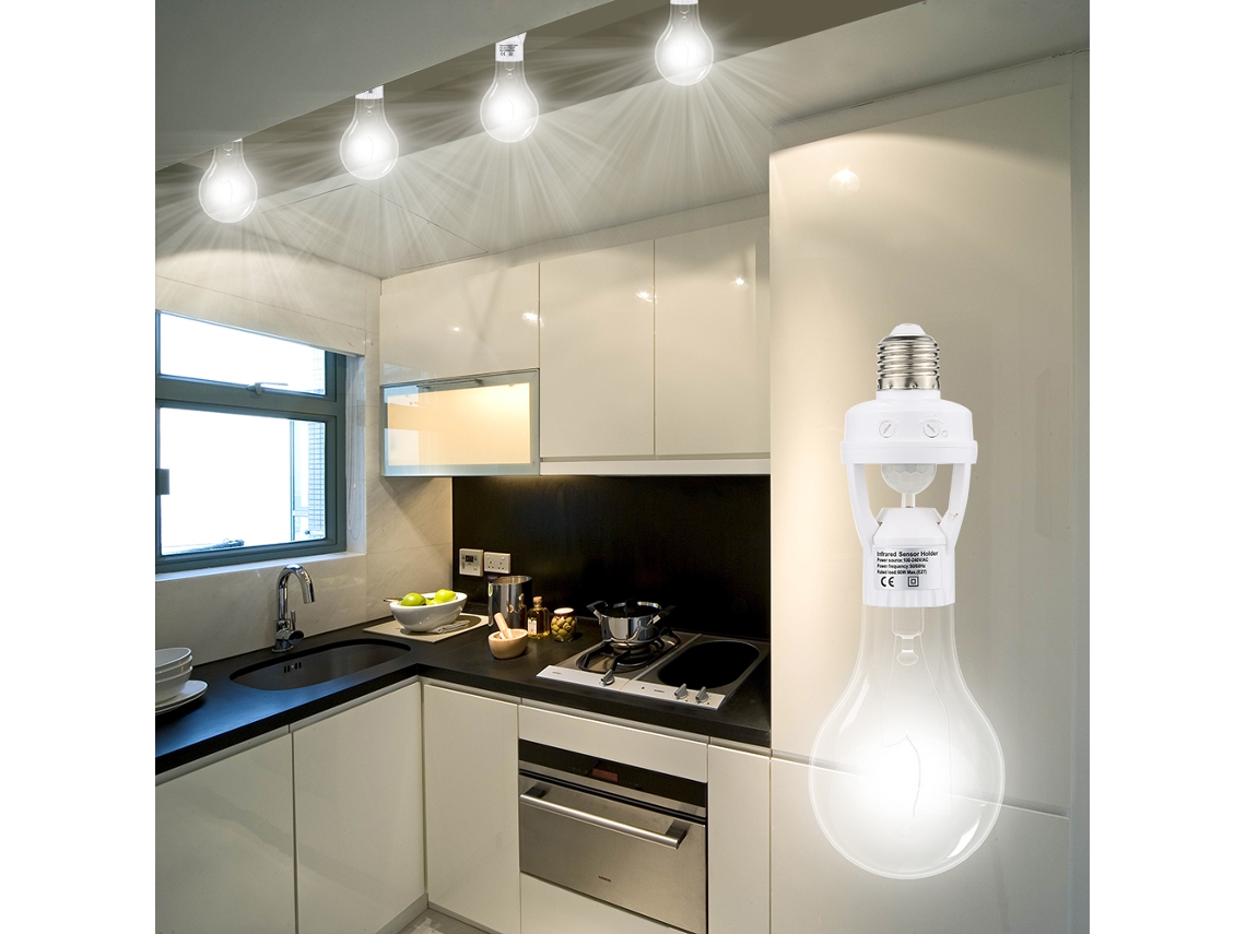 2026-sensor De Movimiento Infrarrojo Pir 360 Grados, Base De Lámpara Led E27, Modos Día/noche, Socket Automático