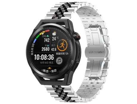 Correa de reloj inteligente para Huawei Watch GT Runner Five Bull, correa de reloj de acero inoxidable semicircular + herramienta para quitar corre...