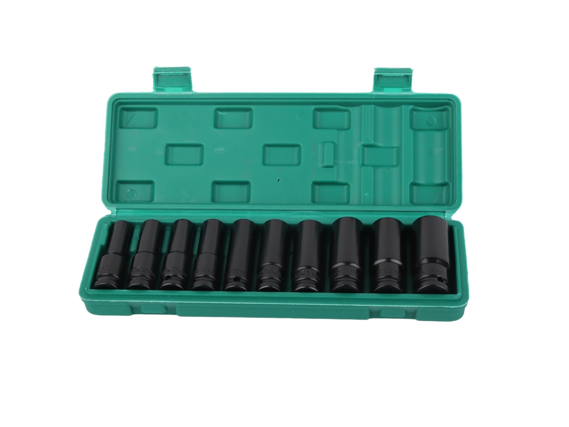 Juego De Enchufes Eléctricos De 1/2", 10 Piezas, Acero Al Carbono De Alta Resistencia, Color Negro.
