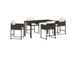 Juego de comedor de jardín de 5 piezas - Muebles de jardín de mimbre marrón HARLANV1