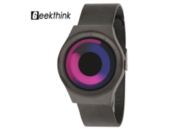 Reloj De Pulsera Geekthink, Cuarzo, Acero Inoxidable, Cadena, Negro Y Rojo, Sin Manecillas.