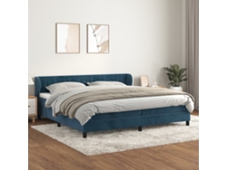 Cama Box Spring Con Colchón Terciopelo Azul Oscuro 200x200 Cm