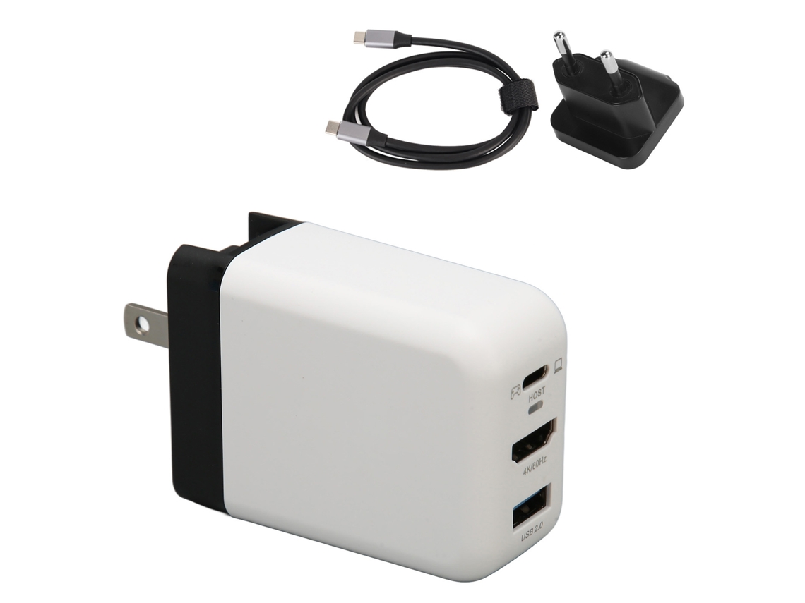 Cargador Plegable Gan Usb-c De 65 W Con 3 Puertos E Interfaz Multimedia Hd 4k A 60 Hz Para Switch