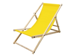 Silla De Playa Ecd Germany Amarilla Madera Pino Tejido Impermeable Carga Hasta 120kg