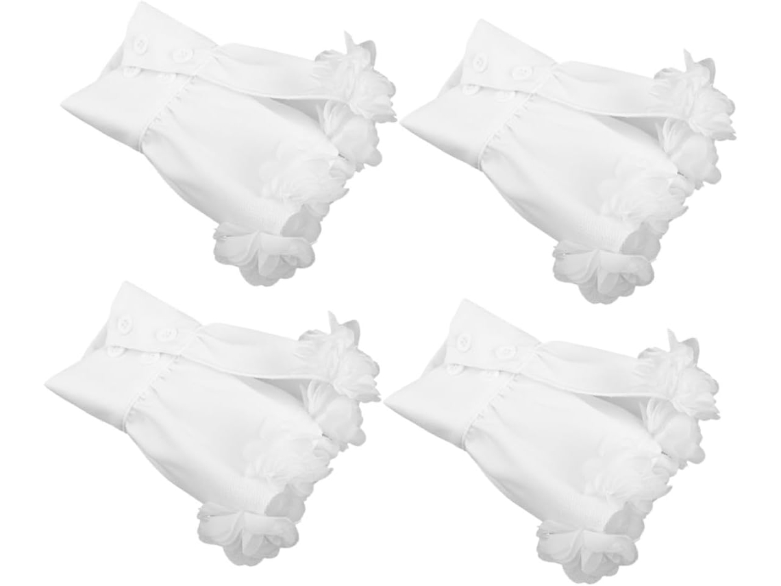 Conjunto De 4 Punhos Removíveis Em Renda Sintética Estilo Francês Para Decoração Elegante.