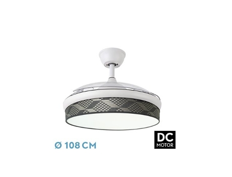 Ventilador DC Moda 72W Blanco/Tetris Gris 3 Aspas FABRILAMP
