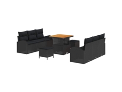 Maison Exclusive - Conjunto De Sofá De Jardín Con Cojín Con Almohada 9 Pcs Negro