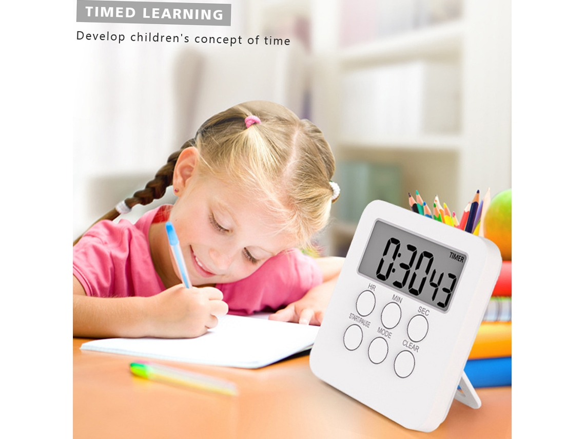 Temporizador digital magnético para cocina con alarma de cuenta regresiva de 24 horas, pantalla LCD y modo silencioso para cocina, estudio, deportes y oficina.