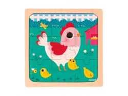 JANOD Puzzle de Madera de 9 Piezas Gallina Henriette J07110