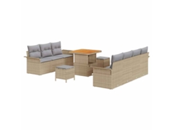 Maison Exclusive - Conjunto de sofás de jardín de 10 piezas en beige y gris claro