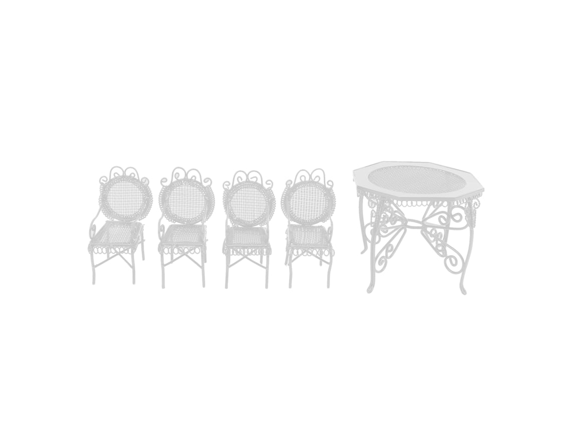 Rebe-5 Peças De Móveis Em Miniatura Para Casa De Bonecas Mesa Cadeira Jardim Exterior 1:12 Decoração Acessório Branco