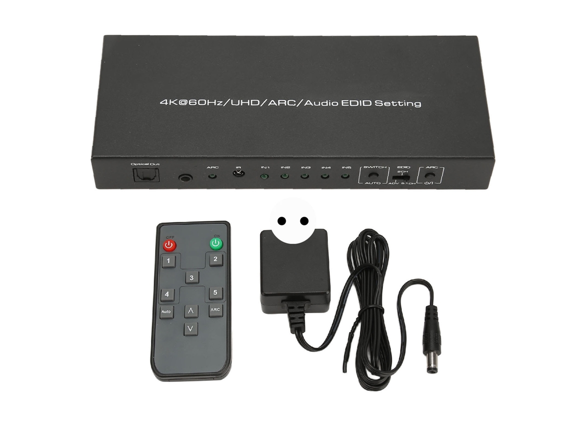 Interfaz Multimedia Hdr Hd, Extractor De Sonido De 5 Puertos Y 18 Gbps, Conmutador Con Control Remoto, Arc 100-240 V,
