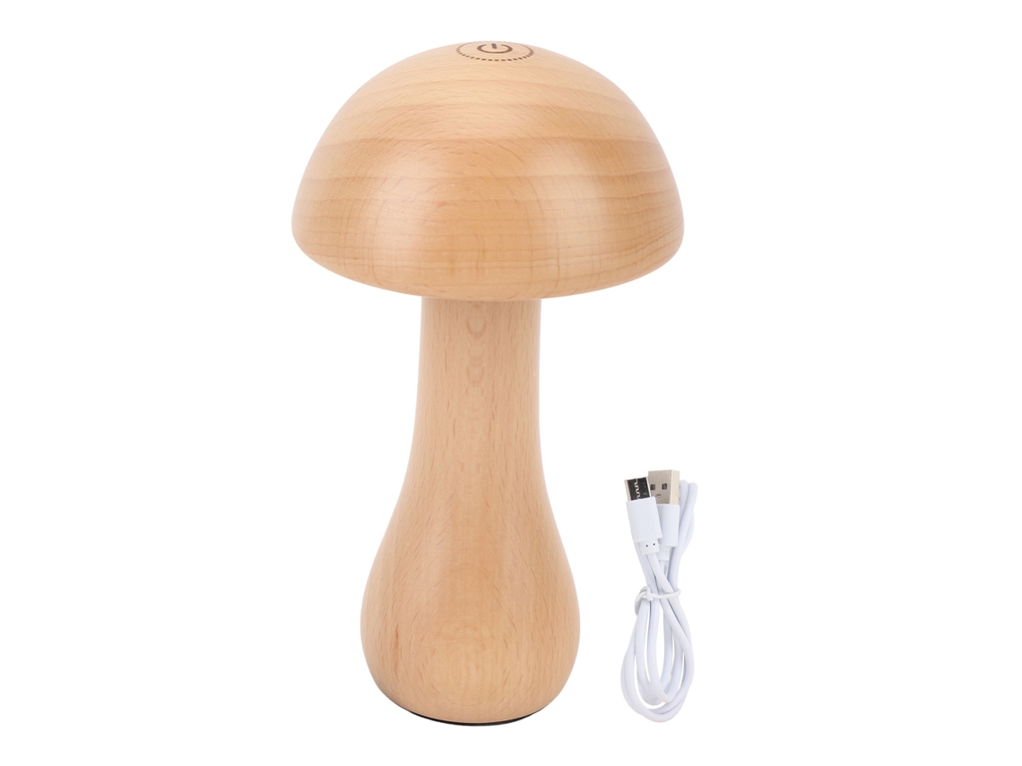 2026-lámpara De Hongo De Madera Portátil Inalámbrica Con Interruptor Táctil Recargable Regulable De Luz De Noche Rotatoria 360 Grados