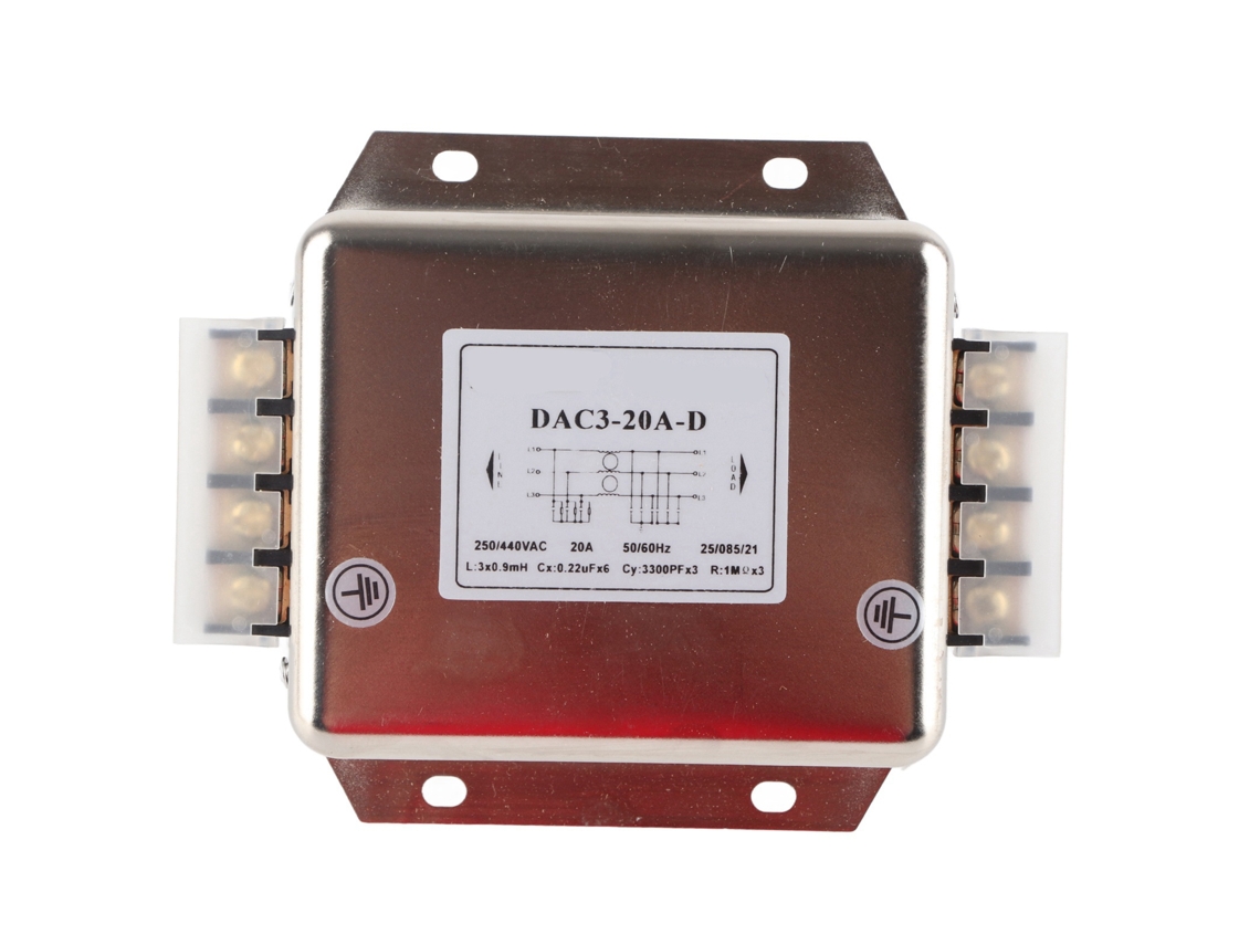 Filtro Trifásico, Terminal De 3 Hilos, Línea De Alimentación De 20 A Ca 250/440 V 50/60 Hz, Componentes Electrónicos.