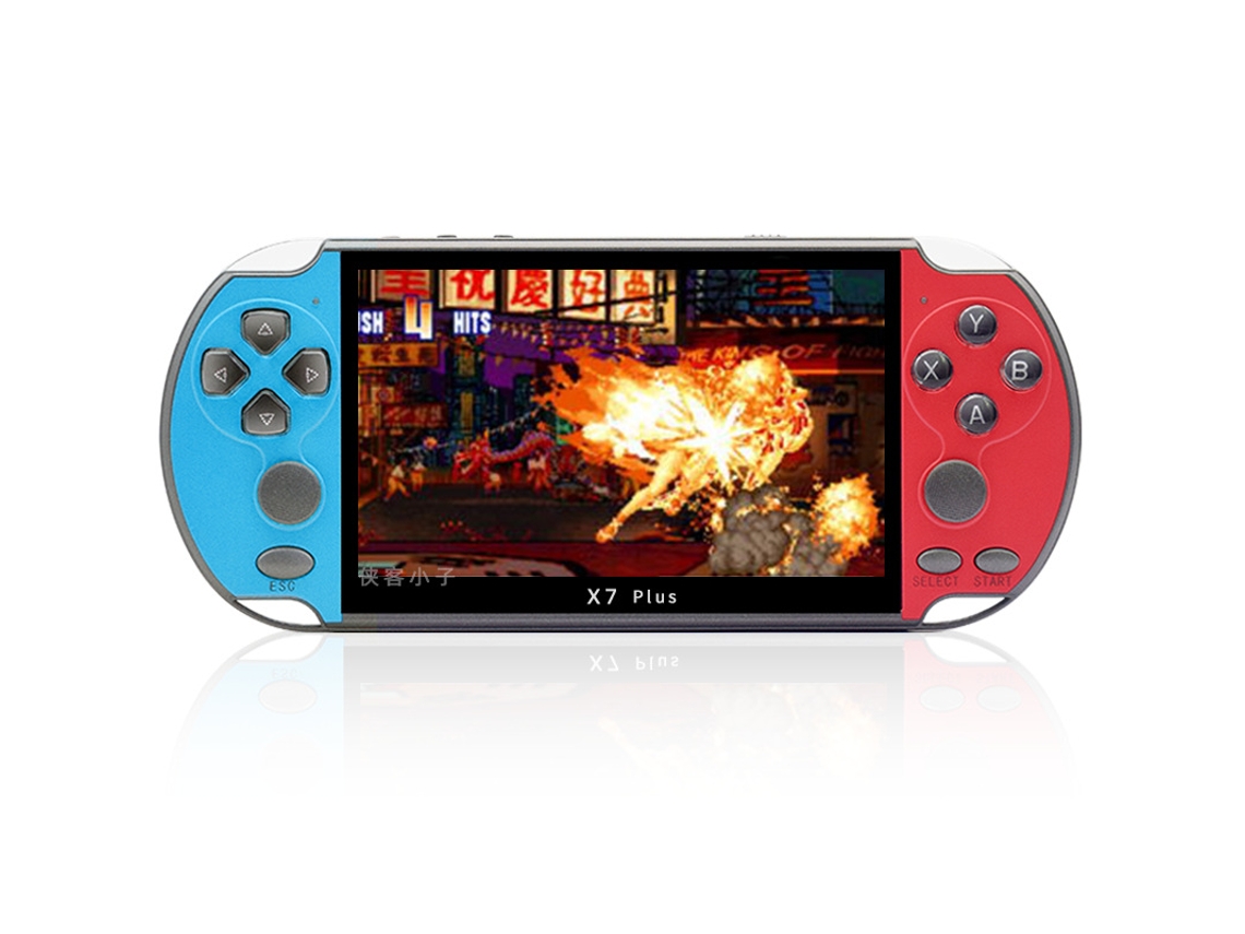 Consola X7plus para dos jugadores, consola portátil de 5.1 pulgadas con pantalla HD grande, consola arcade azul y roja Sfushos