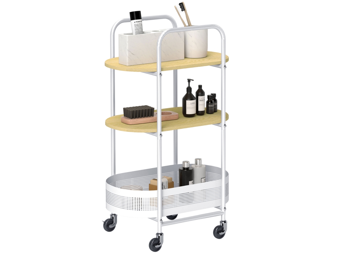 Carro auxiliar con ruedas y 3 estantes, capacidad 105 kg, 88x44x93 cm, gris, ZENCORE SERVICES