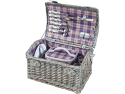 Cesta de picnic Folldal con bolsa isotérmica para 2 personas 40x28x25cm - Púrpura/BeigeCASA.PRO
