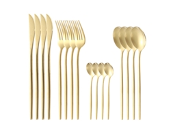 Conjunto de Talheres de Aço Inoxidável 16 Peças para Restaurante Familiar-Ouro 
