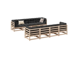 Conjunto de sofás de jardín de madera maciza de pino Dkd Home Decor