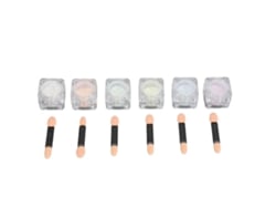 Rebe - Conjunto de 6 pós de glitter multicoloridos com efeito degradê para nail art, com lantejoulas brilhantes e flocos cintilantes.