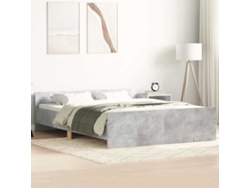 Estructura De Cama Con Cabecero Piecero Gris Hormigón 135x190cm