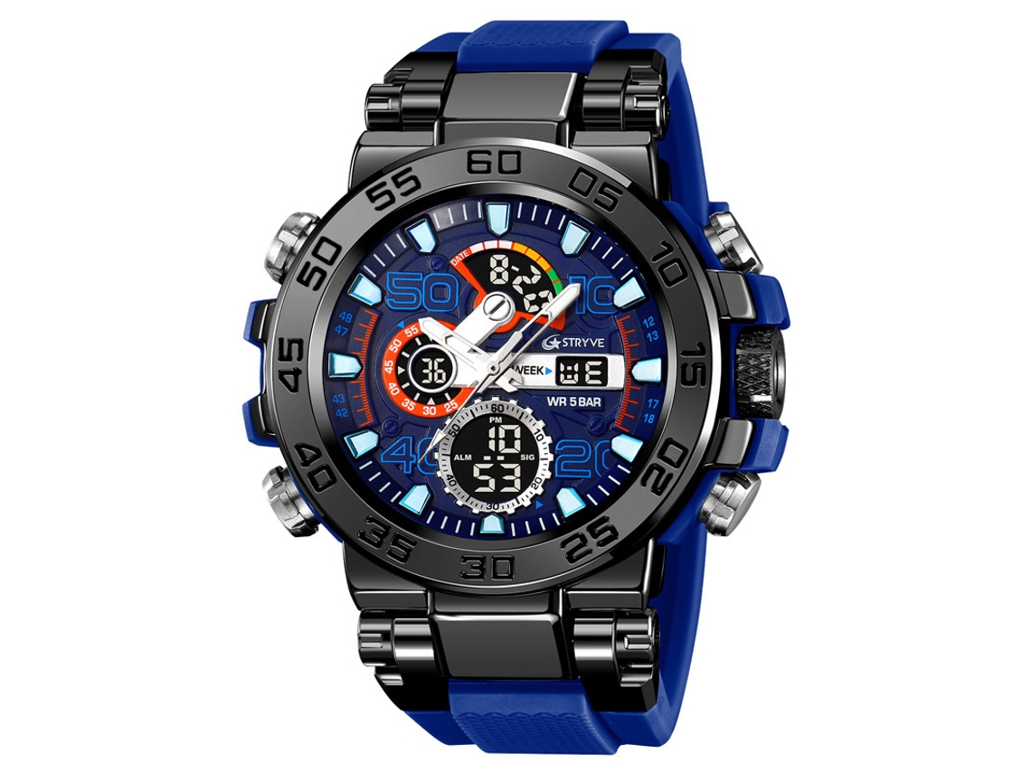 Reloj Deportivo Electrónico Cronógrafo Luminoso E Impermeable (azul), Con Caja Metálica, Multifuncional, Ideal Para Estudiantes.