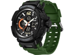Reloj Deportivo Hombre Panars Luminoso Impermeable Doble Hora Calendario Verde Ejército