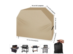 Funda impermeable para parrilla (marrón, 147x61x122cm) con bolsa de almacenamiento, resistente al viento y a los desgarros.