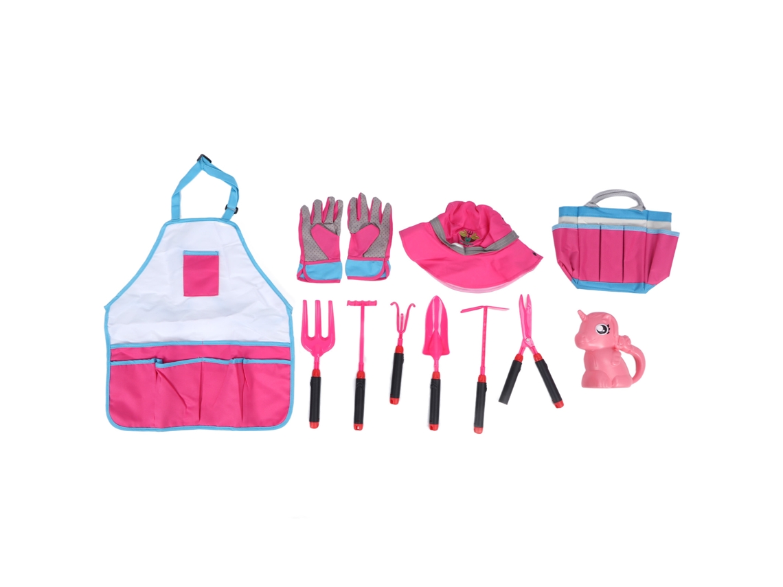 -kit De Jardinería Para Niños Con Delantal Gorro Y Guantes Juguete De Juego Falso Jardinería Infantil Rosa