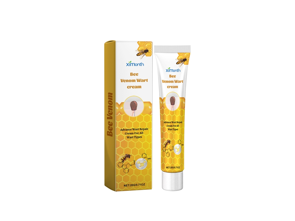 Crema de veneno de abeja para eliminar verrugas e imperfecciones de la piel suave.
