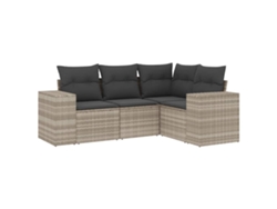 Maison Exclusive - Conjunto de sofá de jardín de 4 piezas con cojines, mimbre y patas gris claro